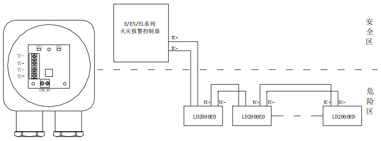 J-SA B-M-LD2000ED手動火災(zāi)報警按鈕接線圖