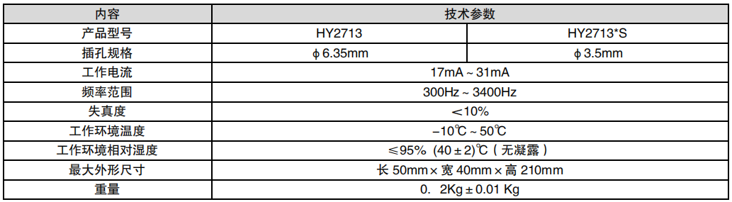 利達HY2713、HY2713*S多線消防電話手柄參數(shù)